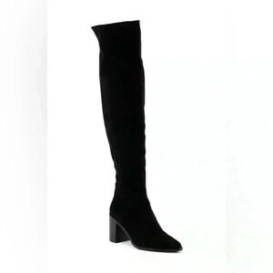 NWOB Seychelles Anthropologie Over The Knee Black Suede Heeled Boot Size 9